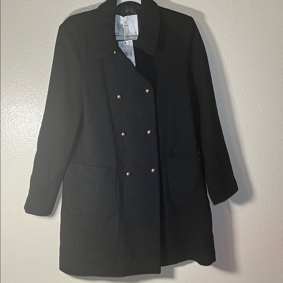 Mango Jackets & Blazers - Mango pea coat wool blend Black Double-Breasted size M